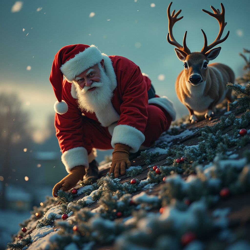 Santa and Reindeer on Christmas Mission: Manga Style