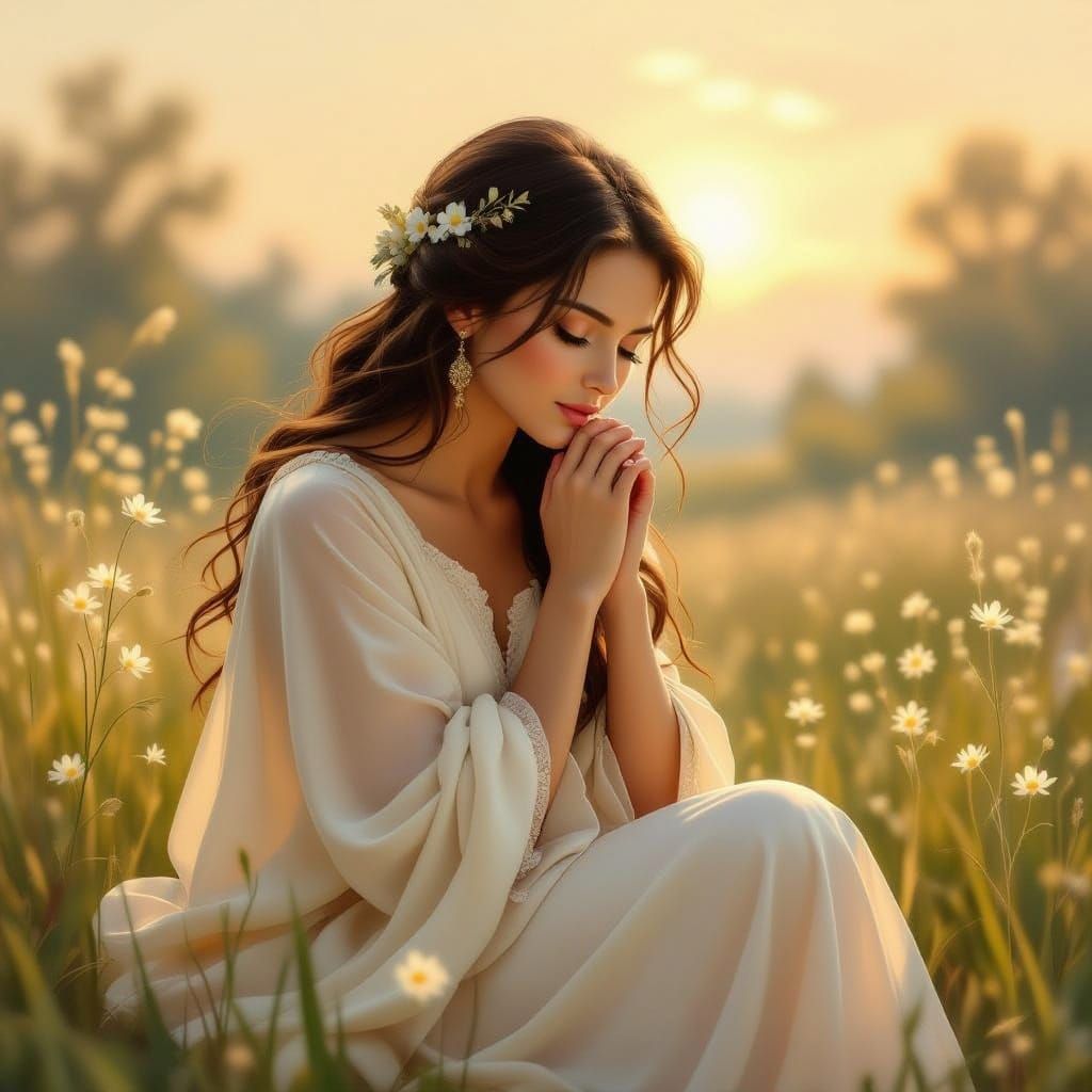 Woman in Prayer, Inspired by Impressionism