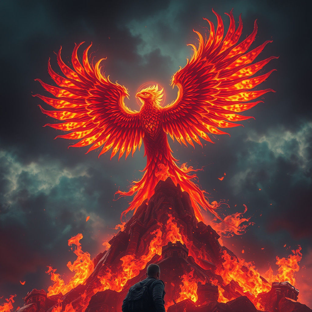 Epic Phoenix Rising: Dramatic Digital Matte Painting