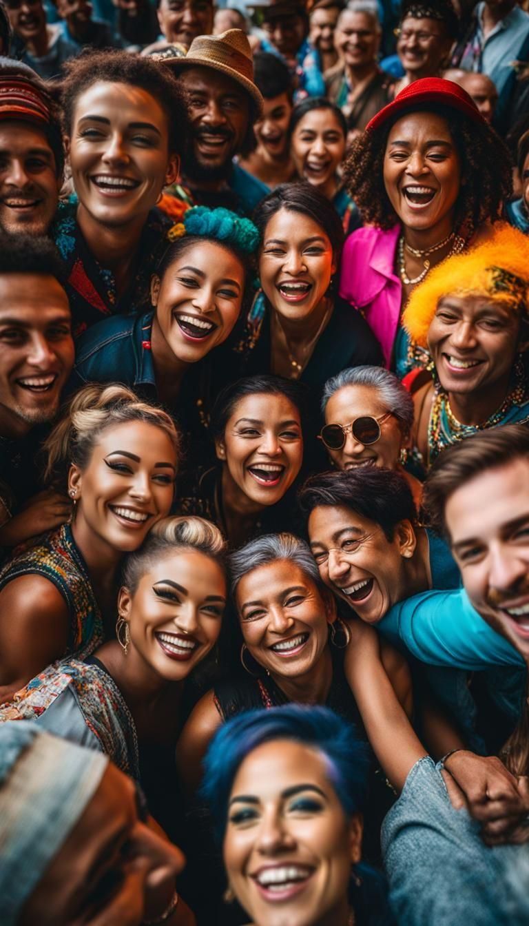 Diverse Crowd Radiates Joy in Vibrant Photo