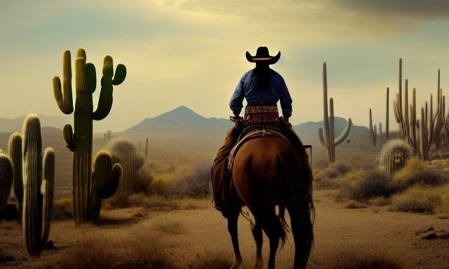 Angry Cowboy Rides Through Wild West Prairie