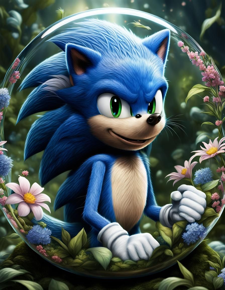 Sonic the Hedgehog in a Ring of Flowers
