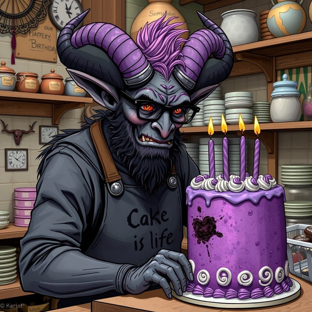 Krampus the Cake Decorator in Dark Fantasy Style