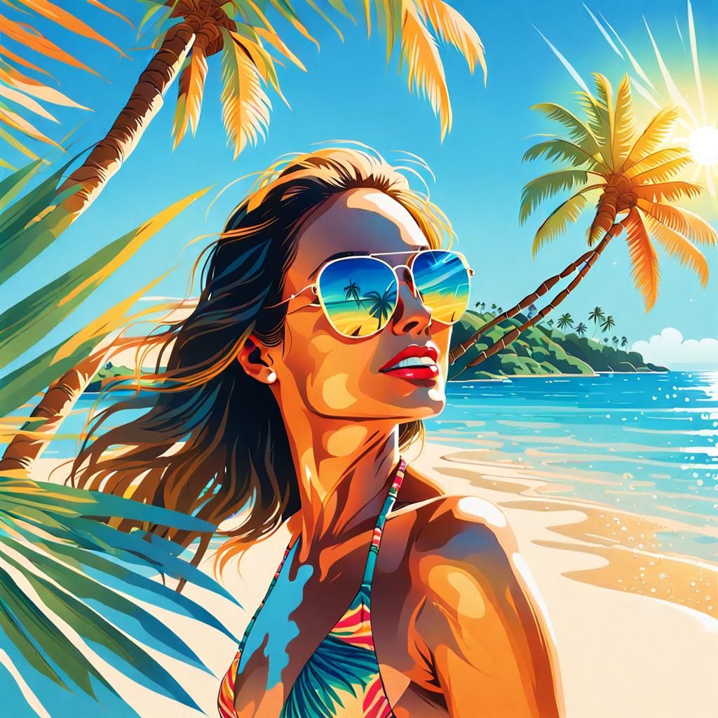 Stunning Tropical Beach Scene in Vibrant Colors