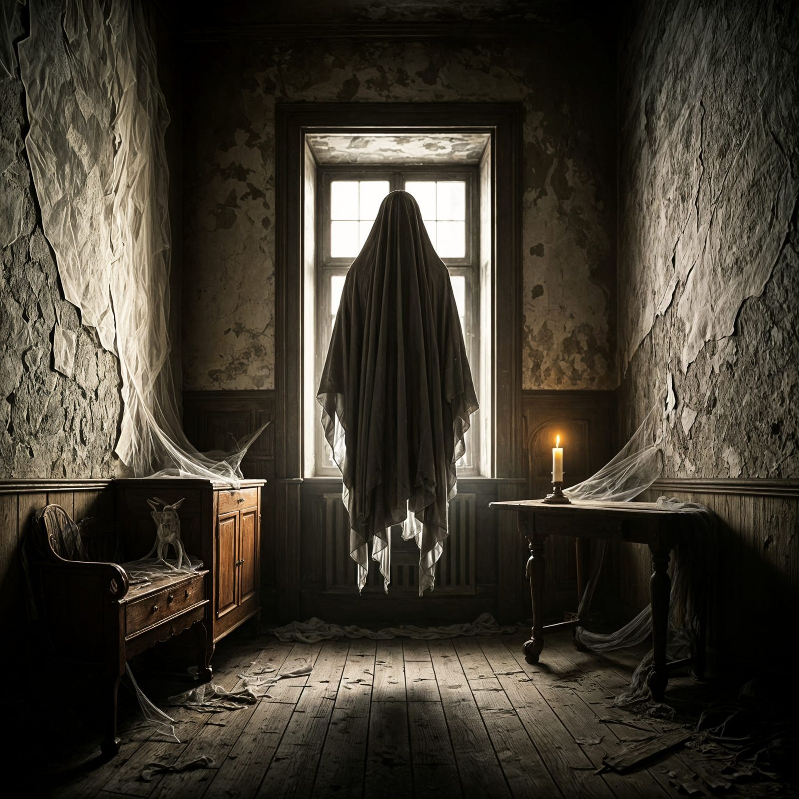 Ethereal Spirit in Darkened Chamber