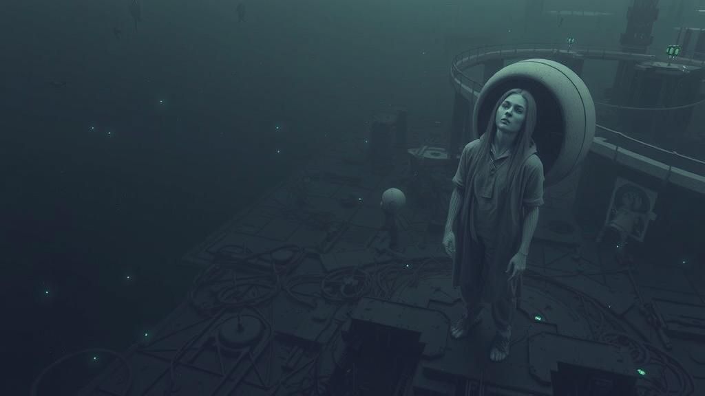 Desolate Dark Expanse in Biomechanical Surrealism Style