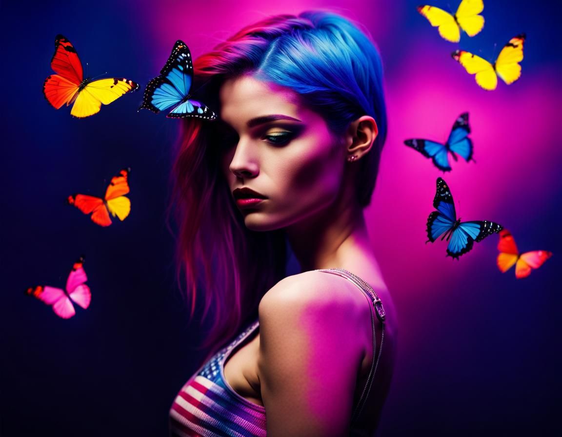 Punk Rock Teenagers in Blacklight Art Style