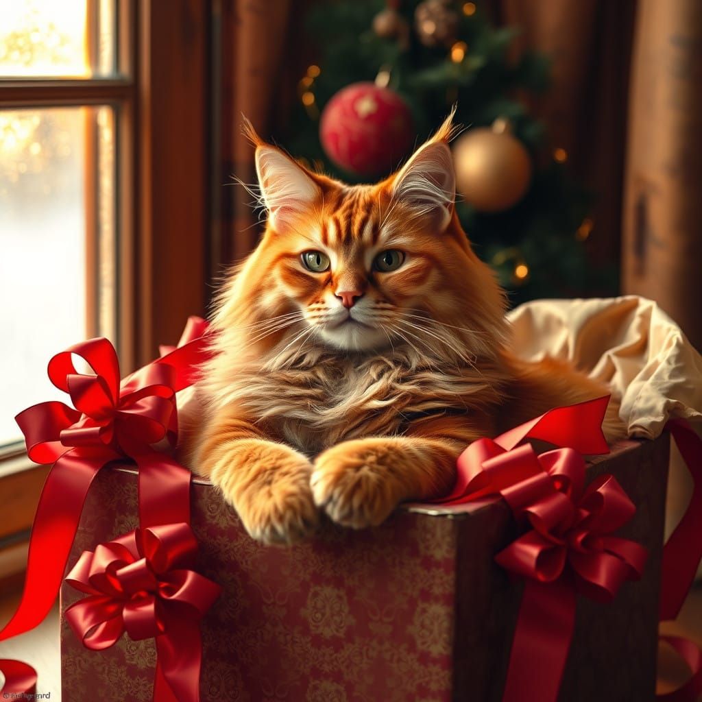 Majestic Ginger Cat in Ornate Gift Box