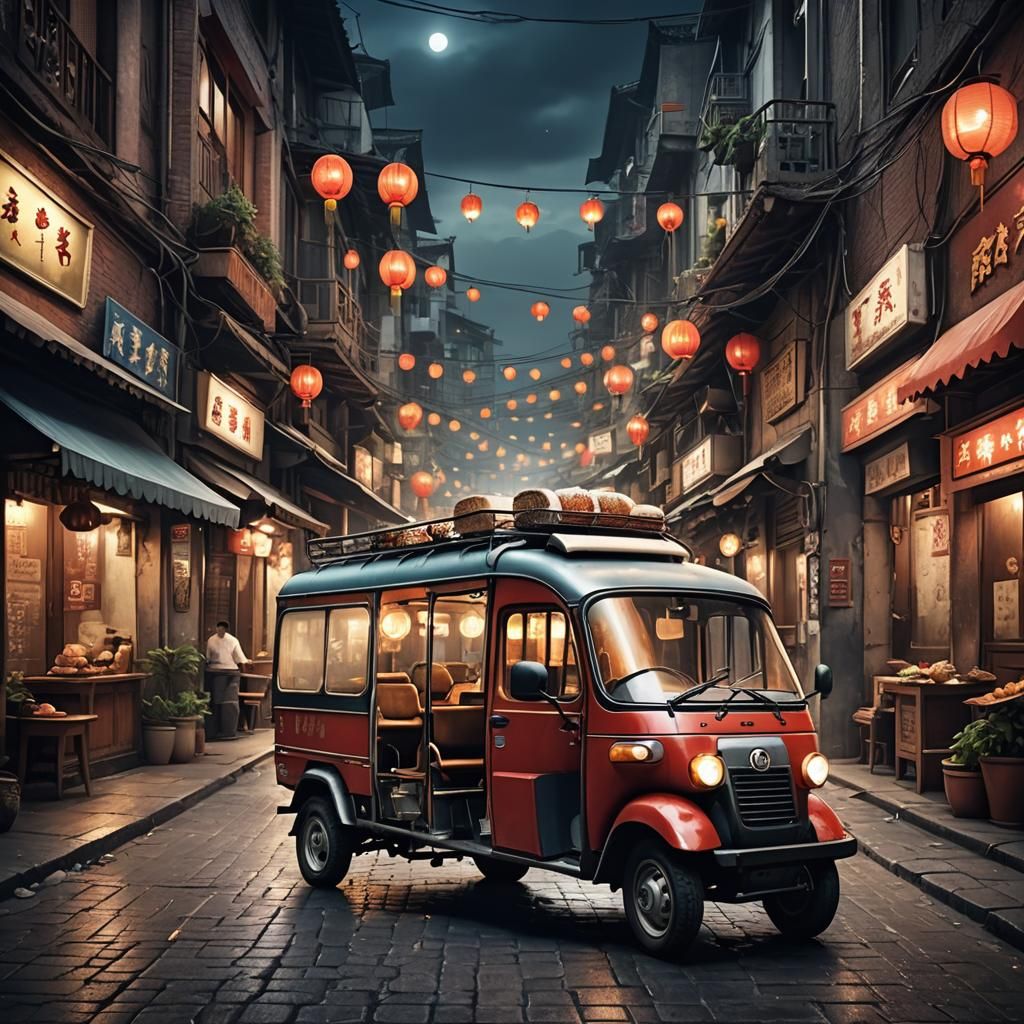 Piaggio Ape Street Food in Chinese Alley