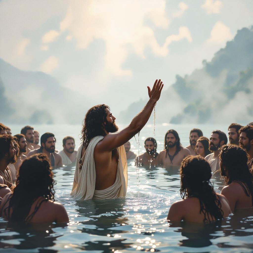 Baptism in Lake Atitlan in Dreamy Impressionism