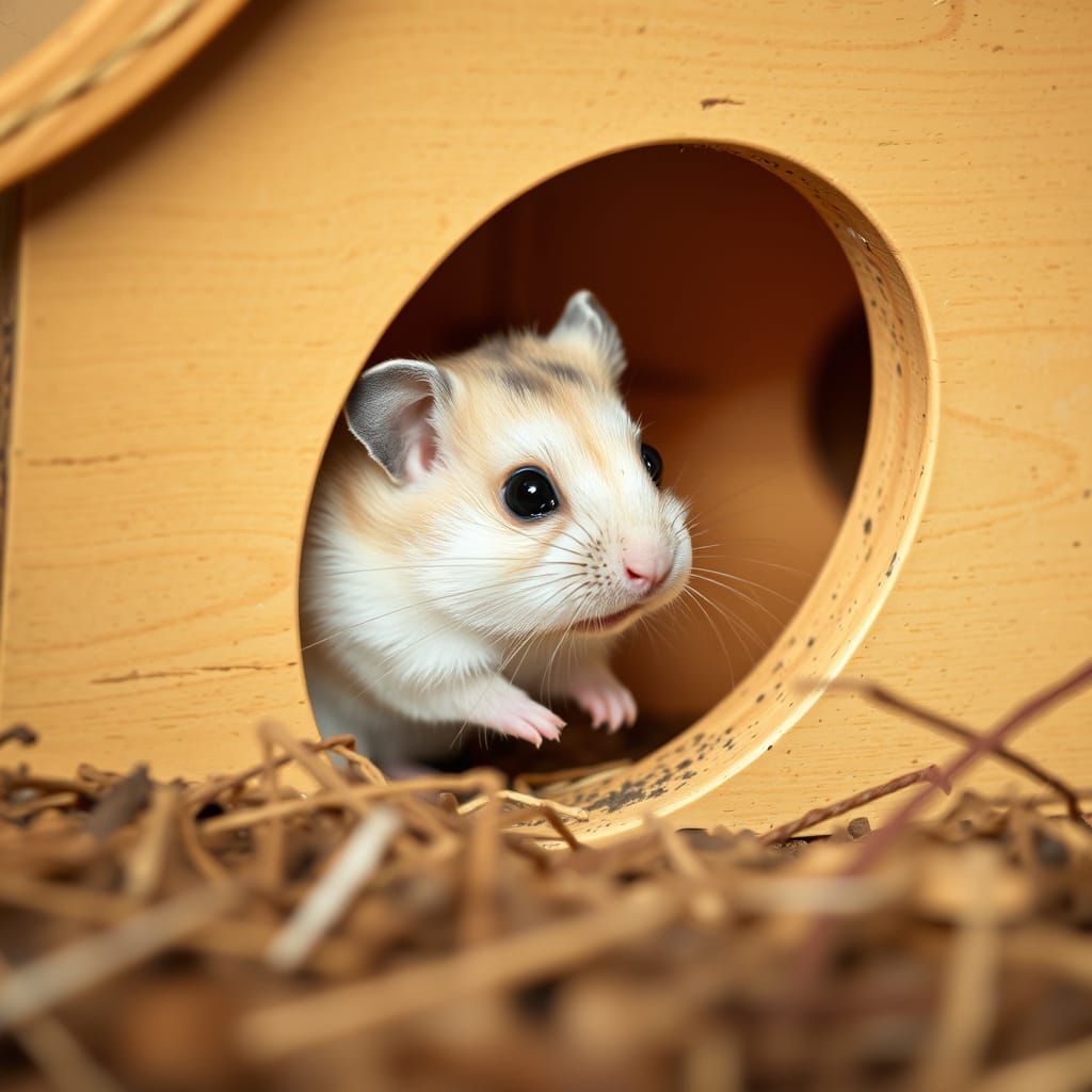Whimsical Hamster in Cozy Habitat