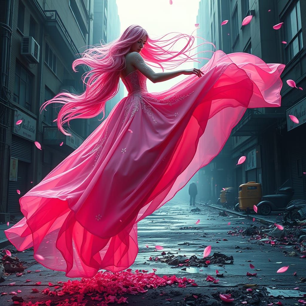 Dystopian Fantasy Princess in Ethereal Gown