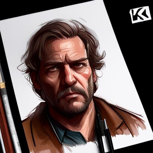 Arthur Morgan as Dutch: Hyperdetailed Portrait