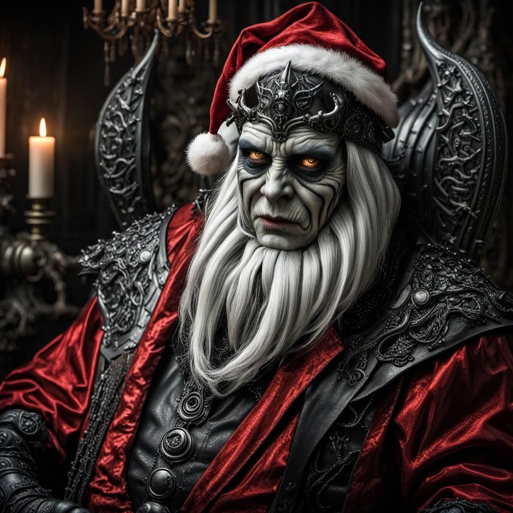 Gothic Mephistopheles Santa Claus in Hyperrealistic Style