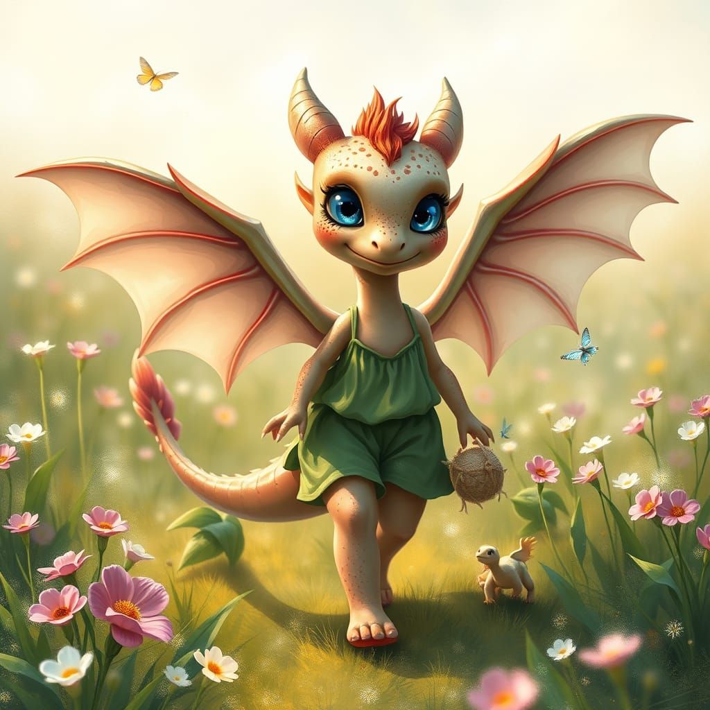 Enchanting Teenage Dragon in Fauvist Whimsy