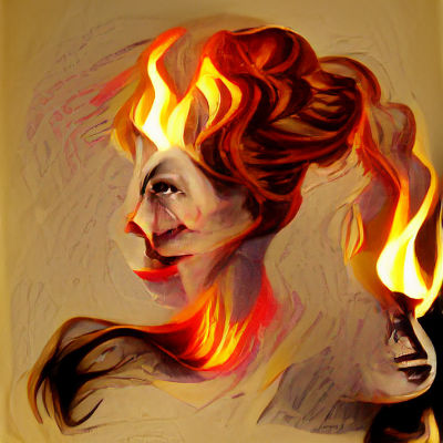 Fiery Portrait of a Lady Ablaze