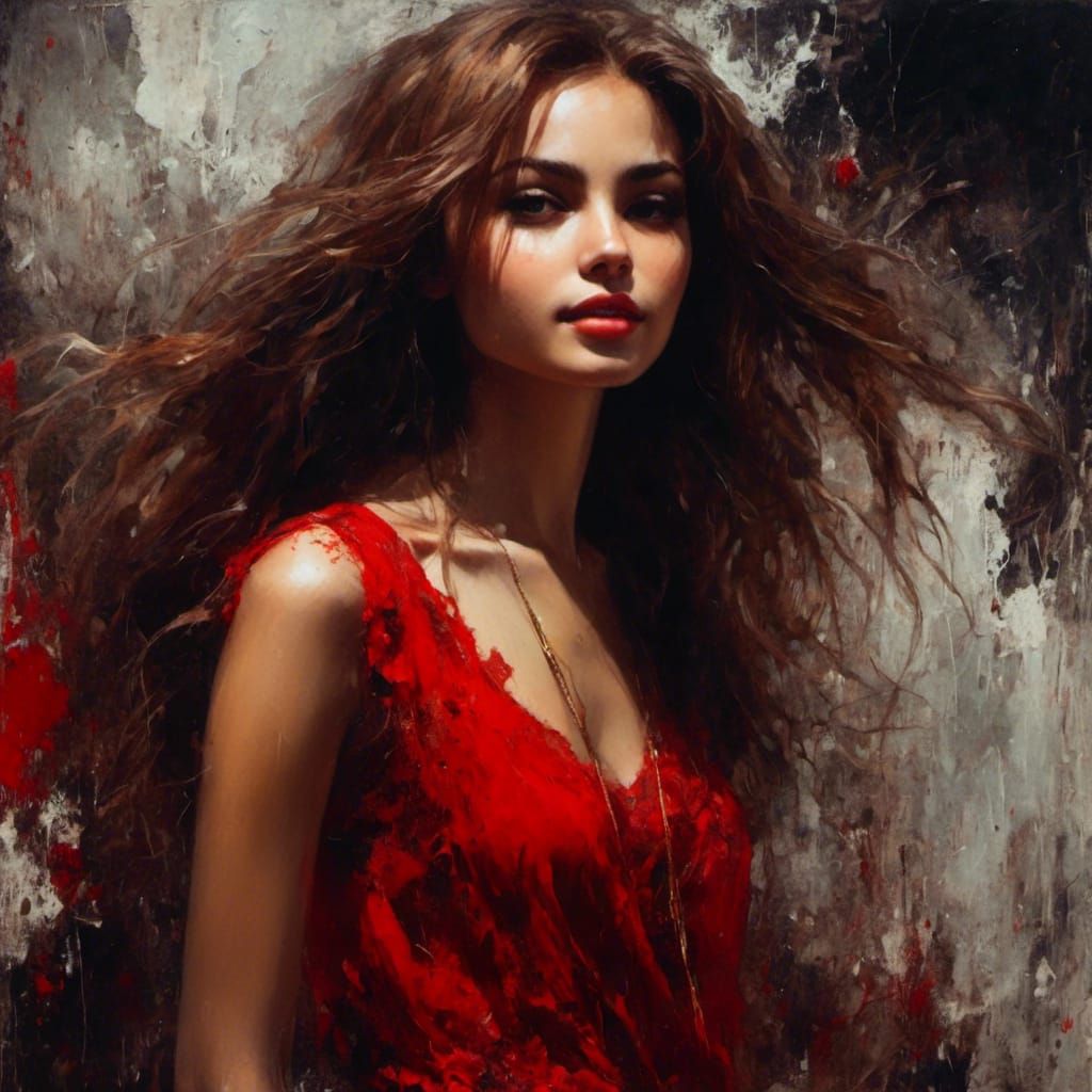 Beautiful Muslim Student in Modern Flat, Splash Art