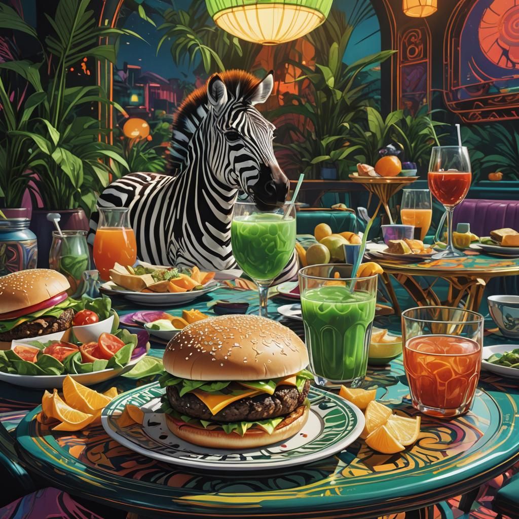Zebra Cheeseburger and Papaya Juice Comic Art