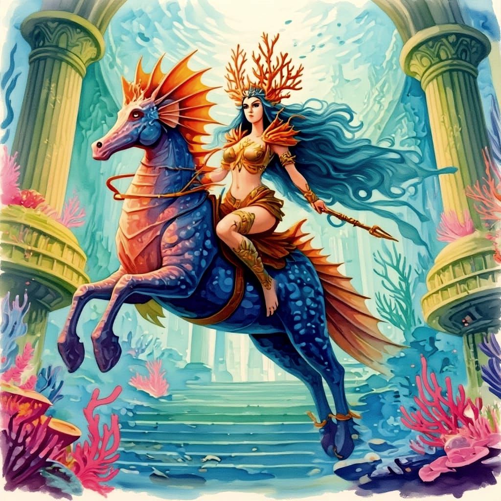 Horse in Watercolor Style