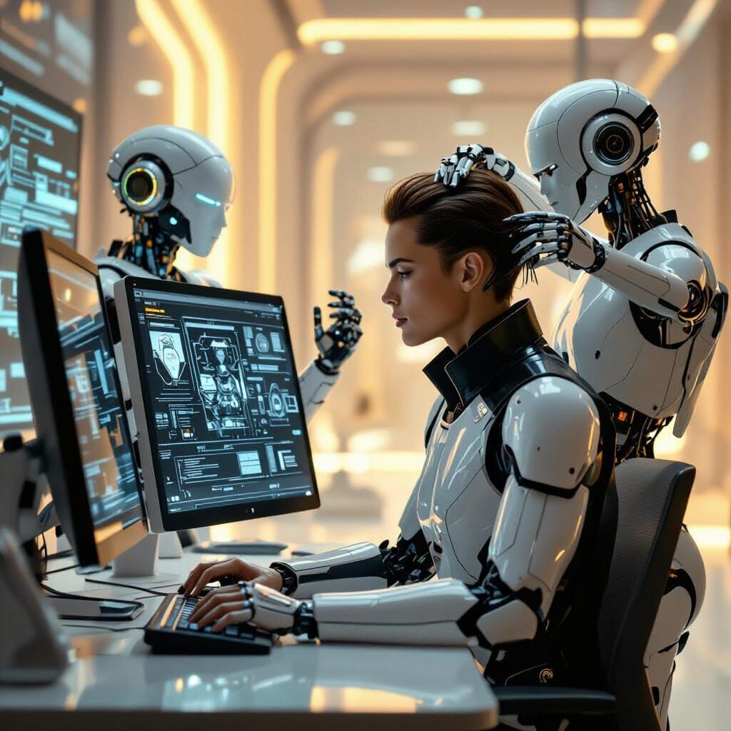 Futuristic Human Master Directs Robots and Neural Networks