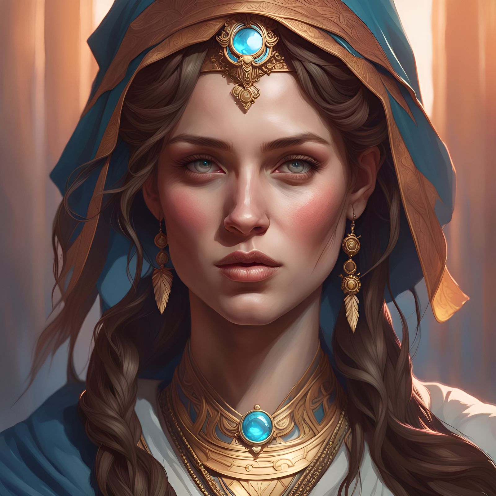 Moses' Daughter: Hyperdetailed Portrait in Art Nouveau Style