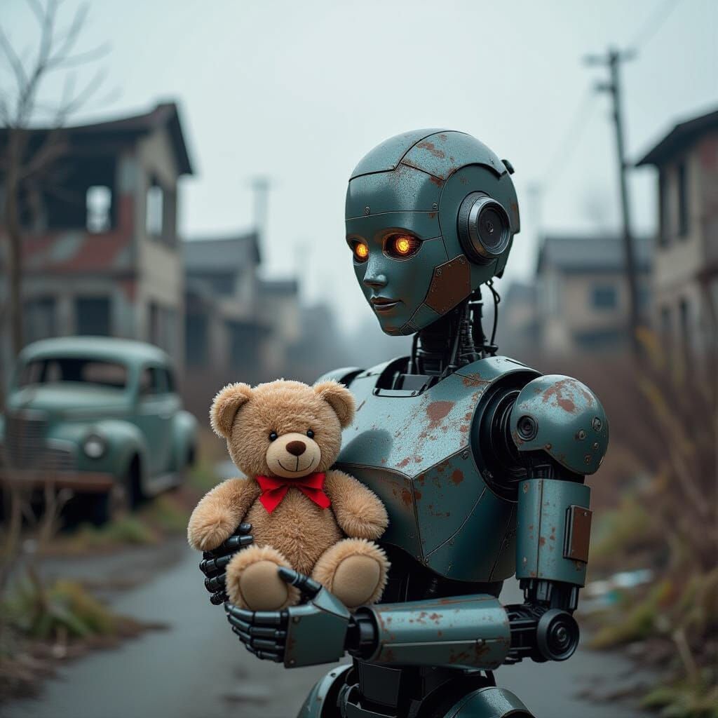 Endearing Robot in Post-Apocalyptic Landscape