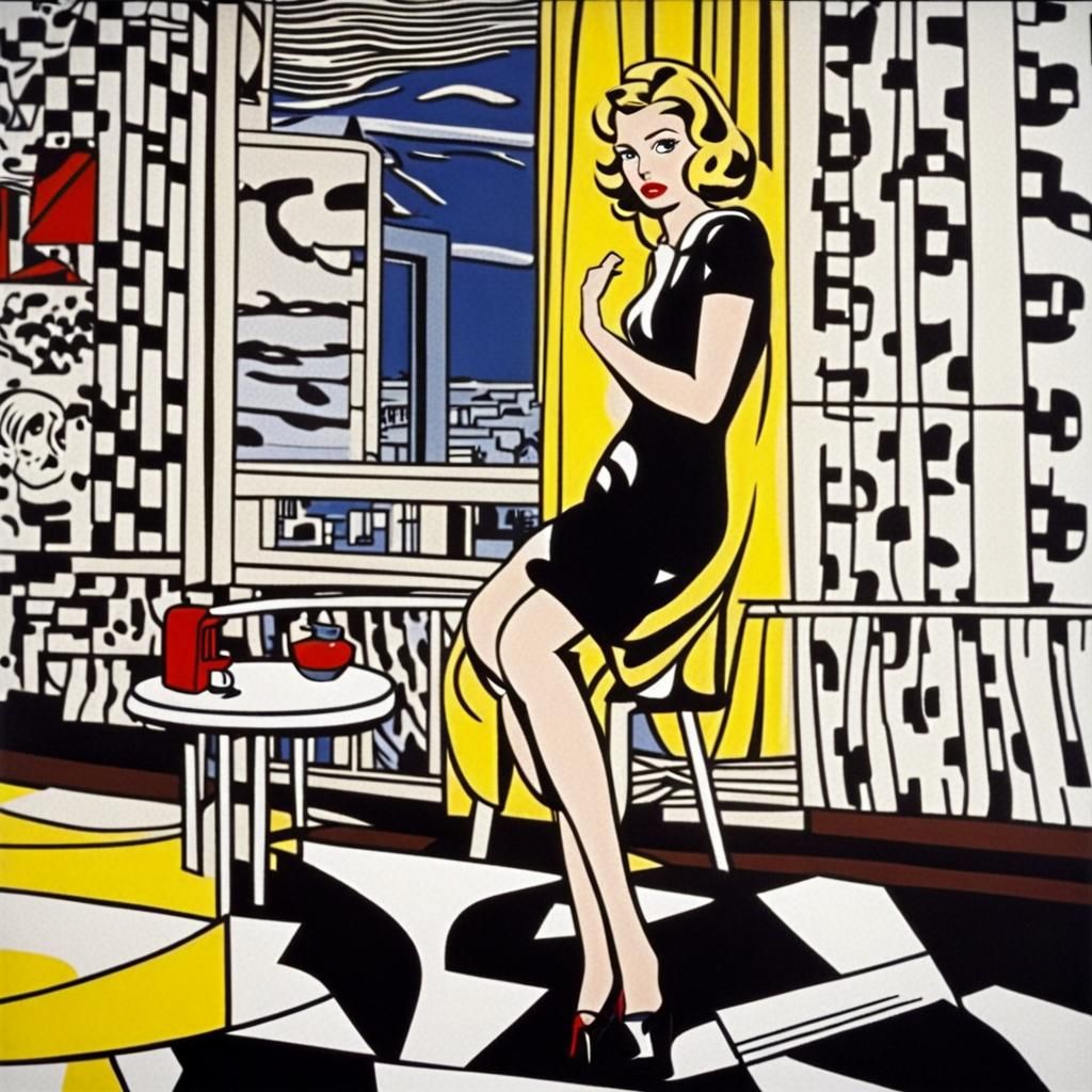Pop Art Dress in Lichtenstein Post-Impressionism Style