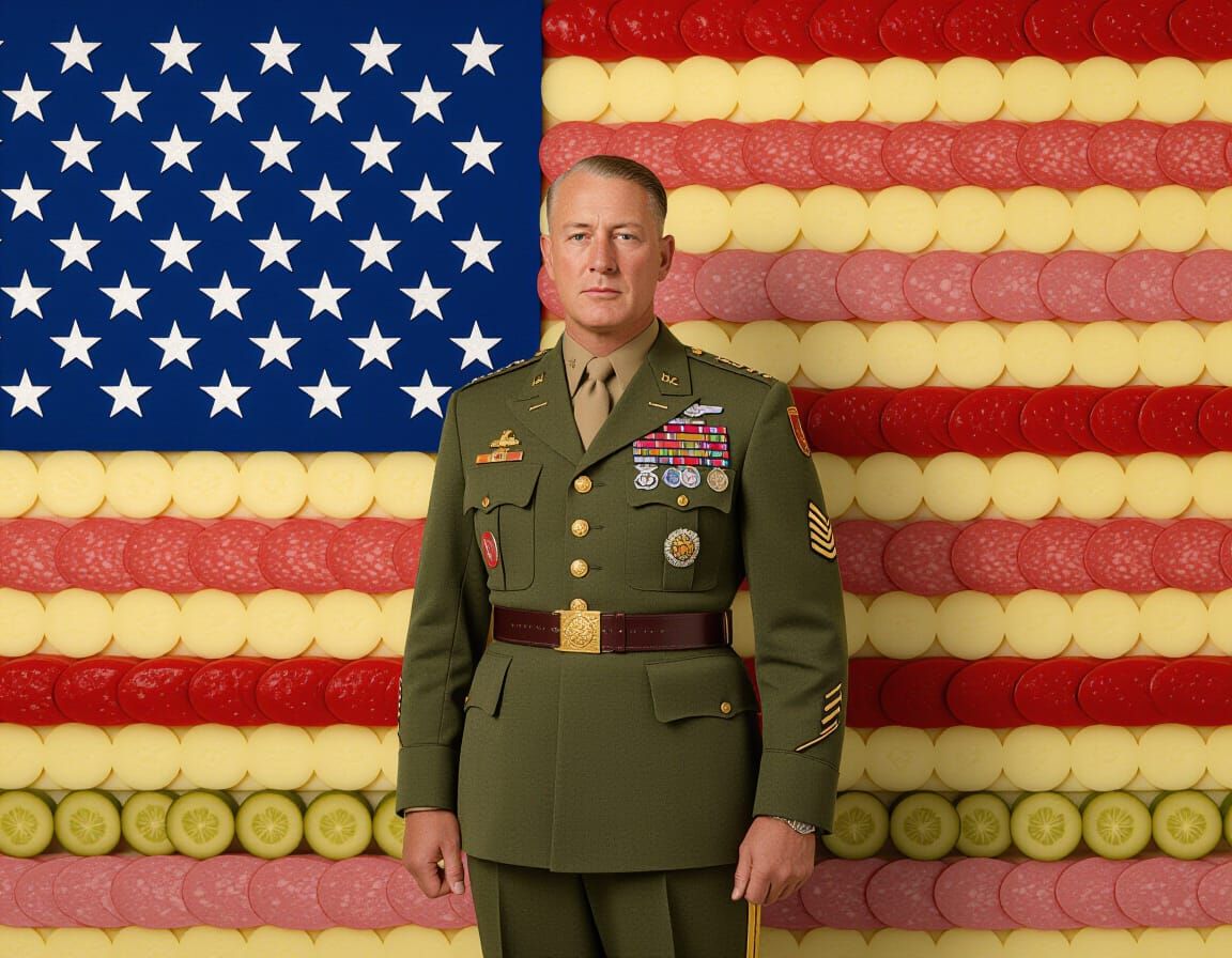 General Patton Made of Lunch Meat and Pickles