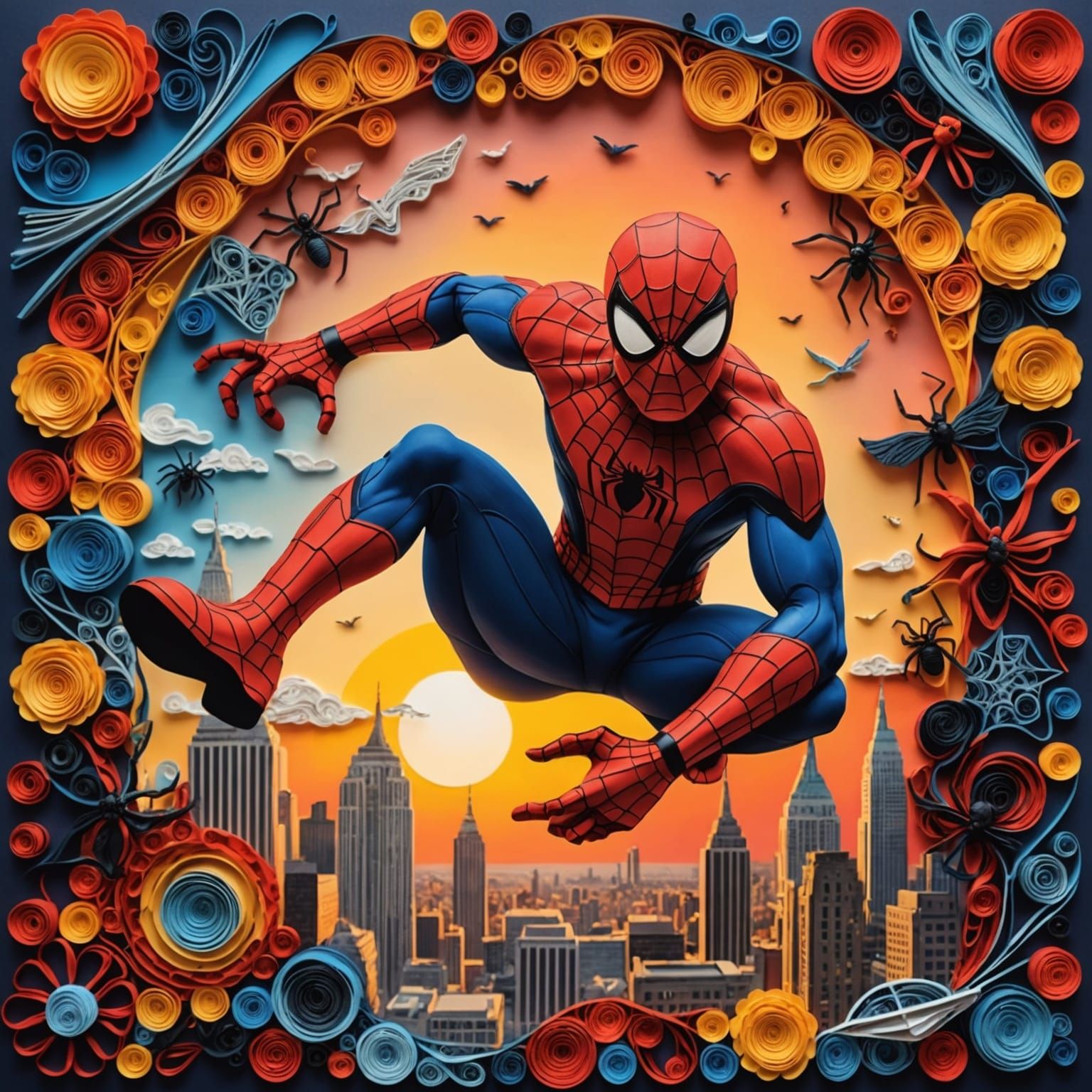 Spider-Man Quilling Collage Art in Vivid Colors