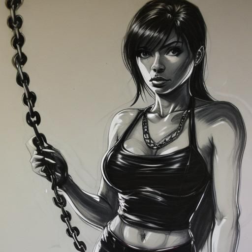 Bound Character in Brutalist Ink Drawing Style