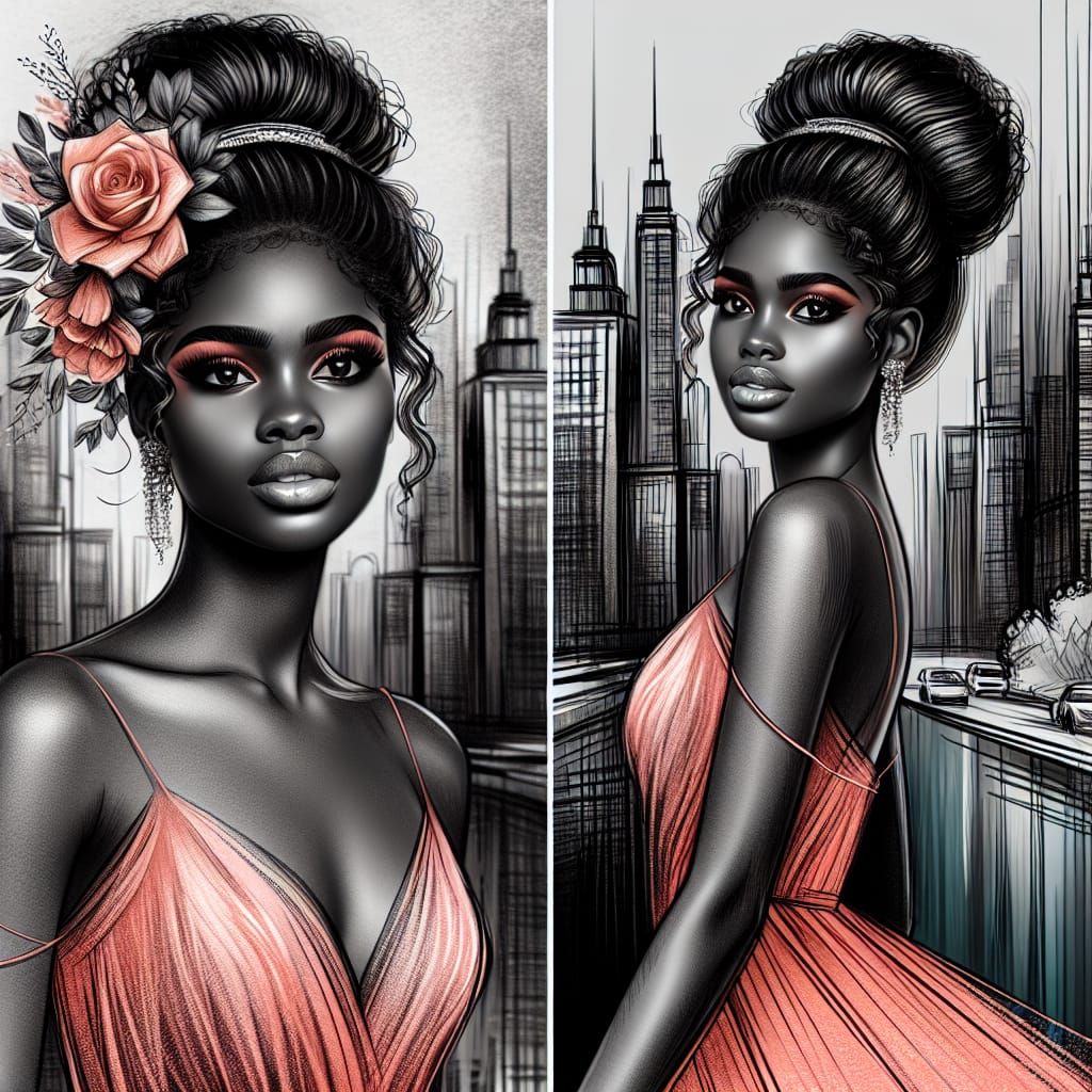 Stunning Portrait of Elegant African American Woman in Salmo...