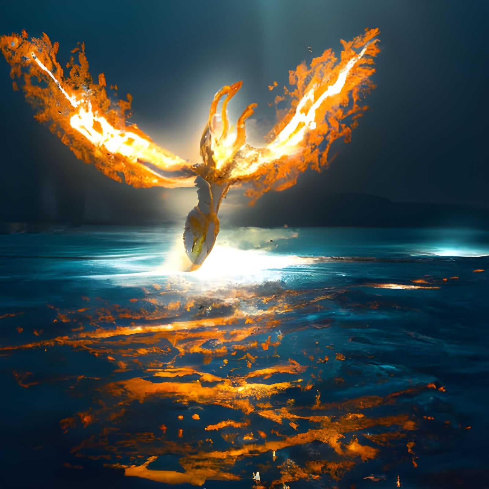 Fiery Angel Drowning: Fantasy Concept Art