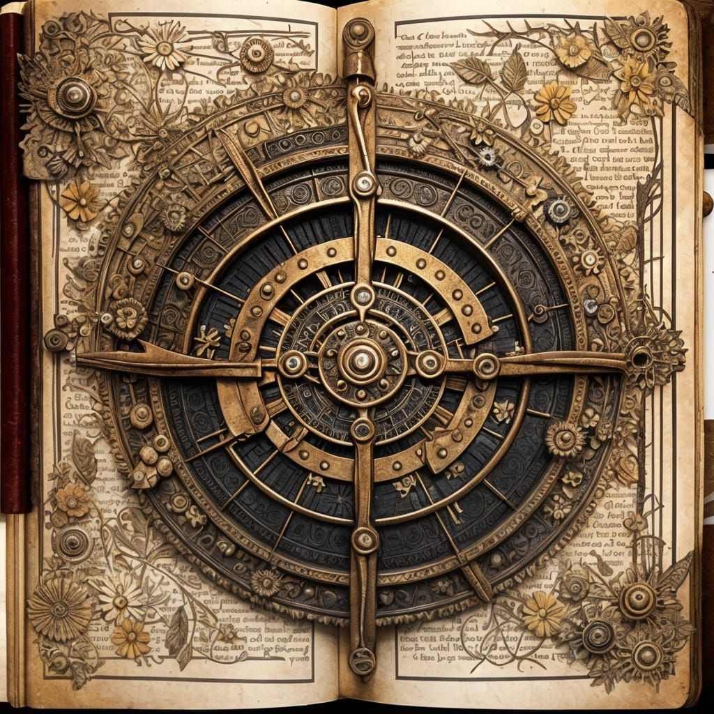 Steampunk Book with Flowers