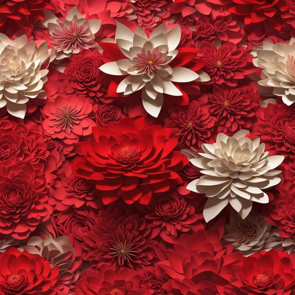 Bedroom Scene with Red Flowers in Amanda Sage Style