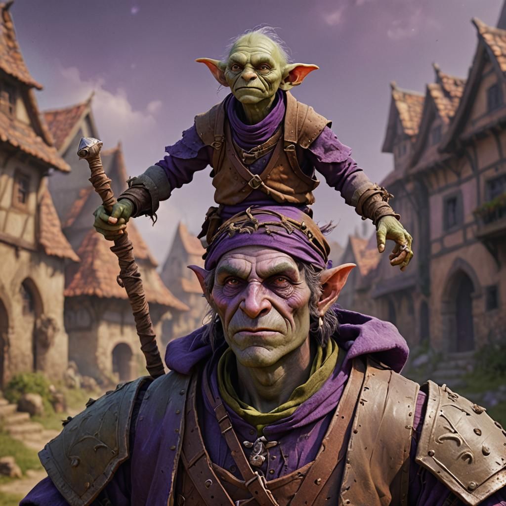 Violet-Skinned Goblin in Digital CGI Portrait