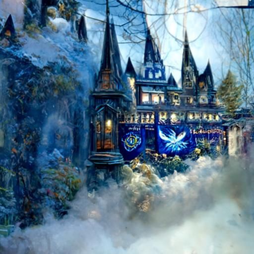 Ethereal Ravenclaw Fantasy in Kinkade Style