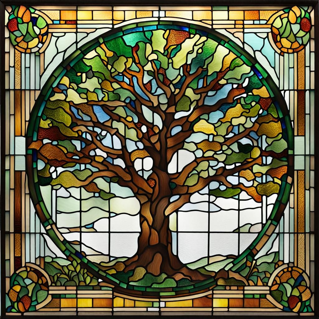 Stained Glass Oak Tree: A Giant Artwork