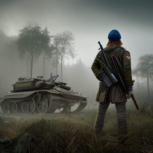 Post-Apocalyptic Wanderer Pencil Sketch in DayZ Style