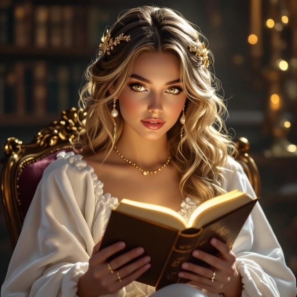 Ultra deep oil pan image view of the woman, golden, blonde, ...