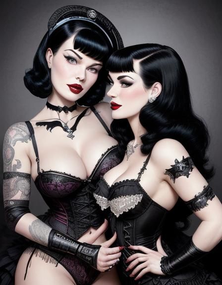 Bettie Page and Dita Von Teese Rococo Goth