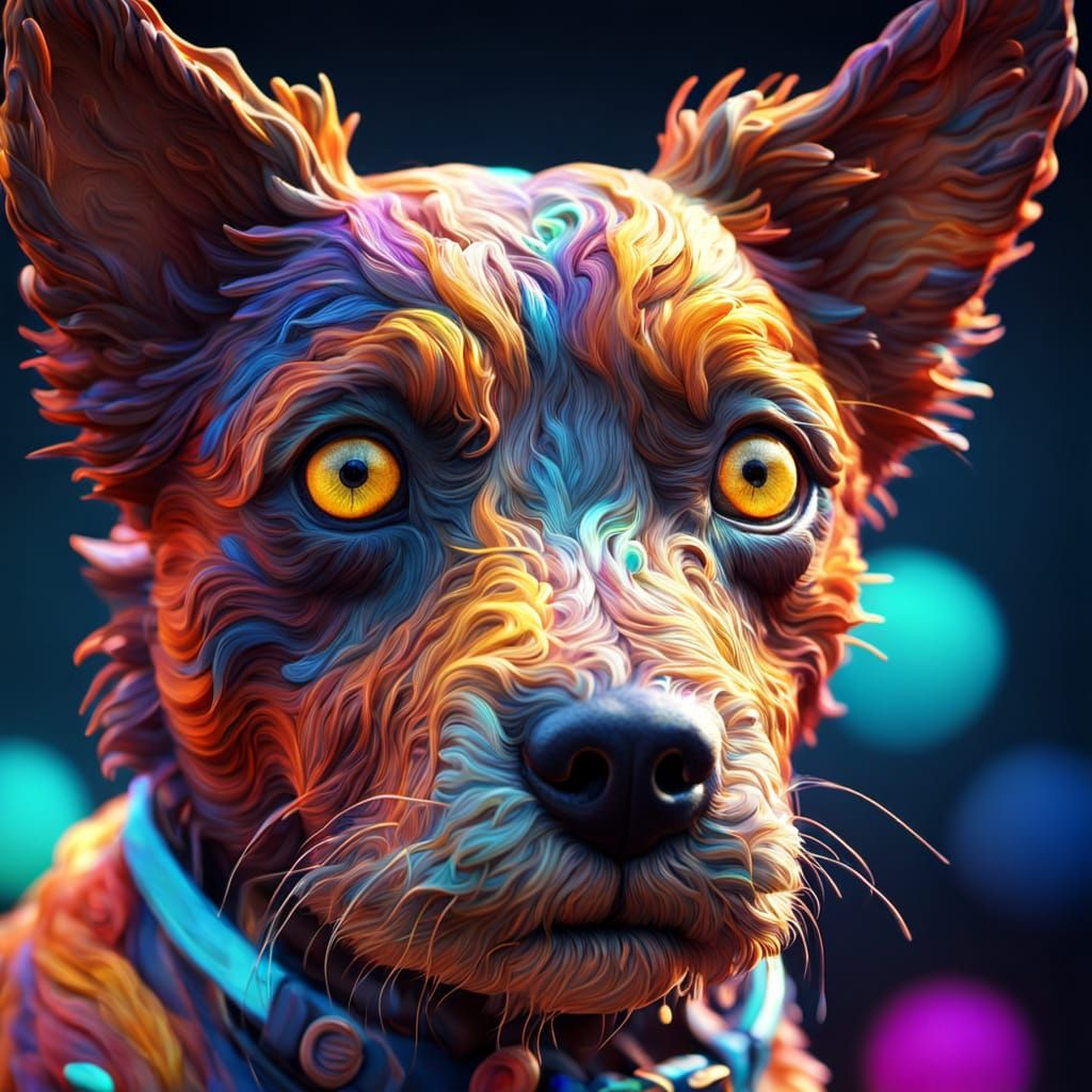 Colorful Clay Dog in 3D Digital Art