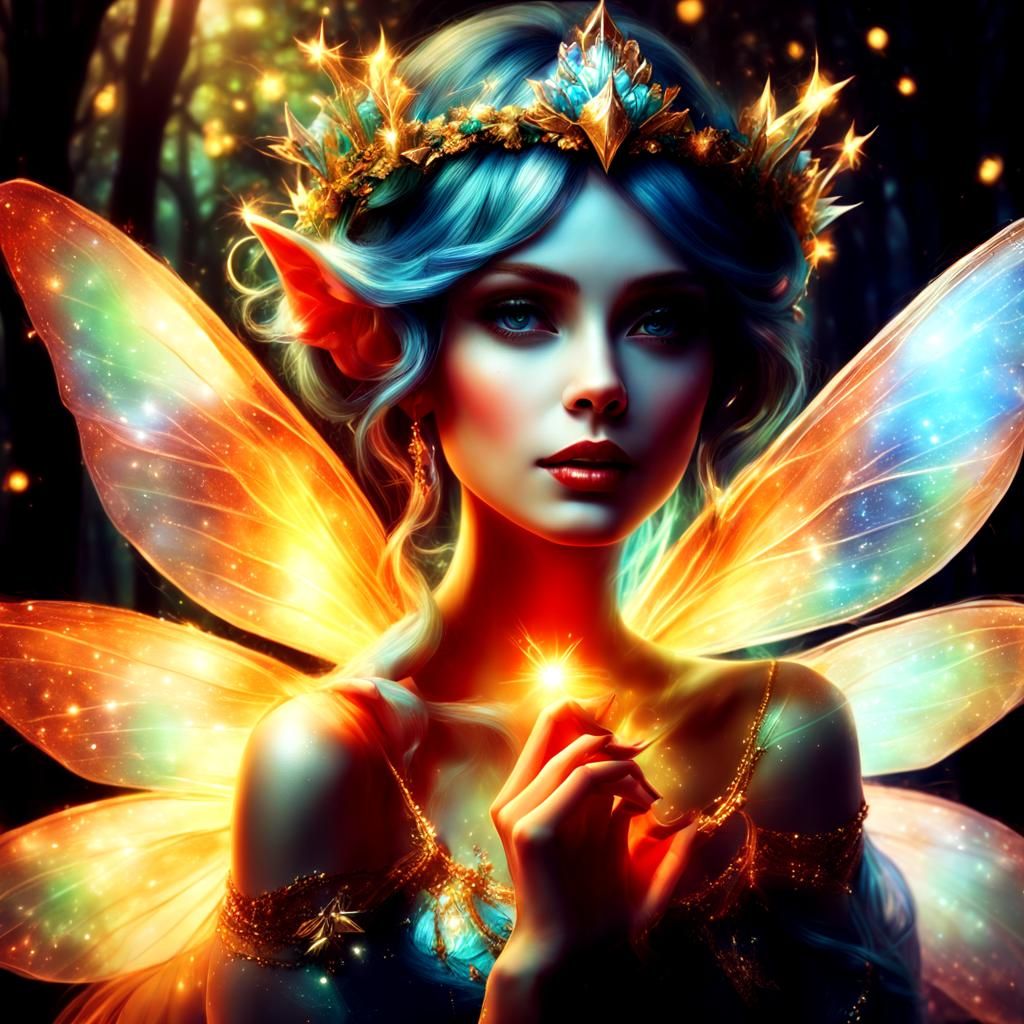 Fairy Queen with Natural Crown in Enchanted Forest