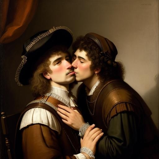 The Kiss: Rembrandt-Inspired Embrace