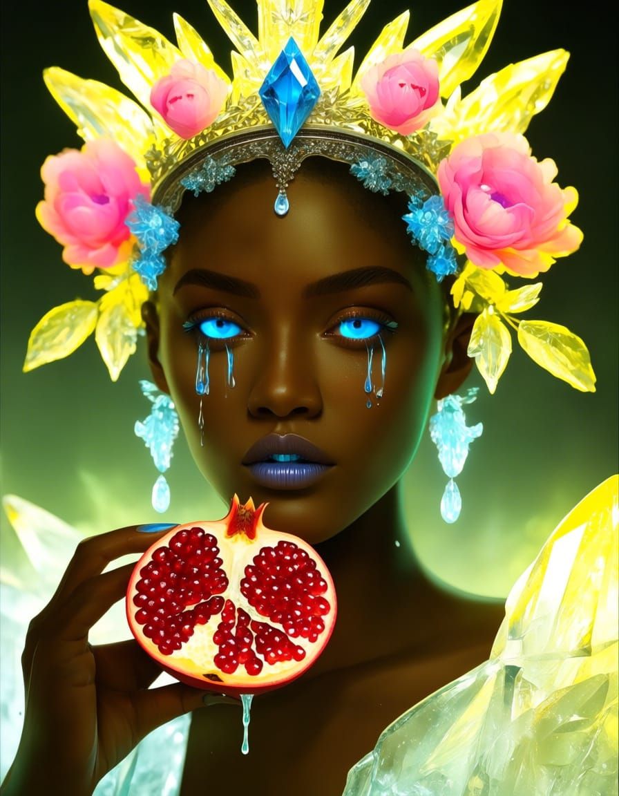 Beautiful Woman With Electric Blue Eyes in Winter Crown