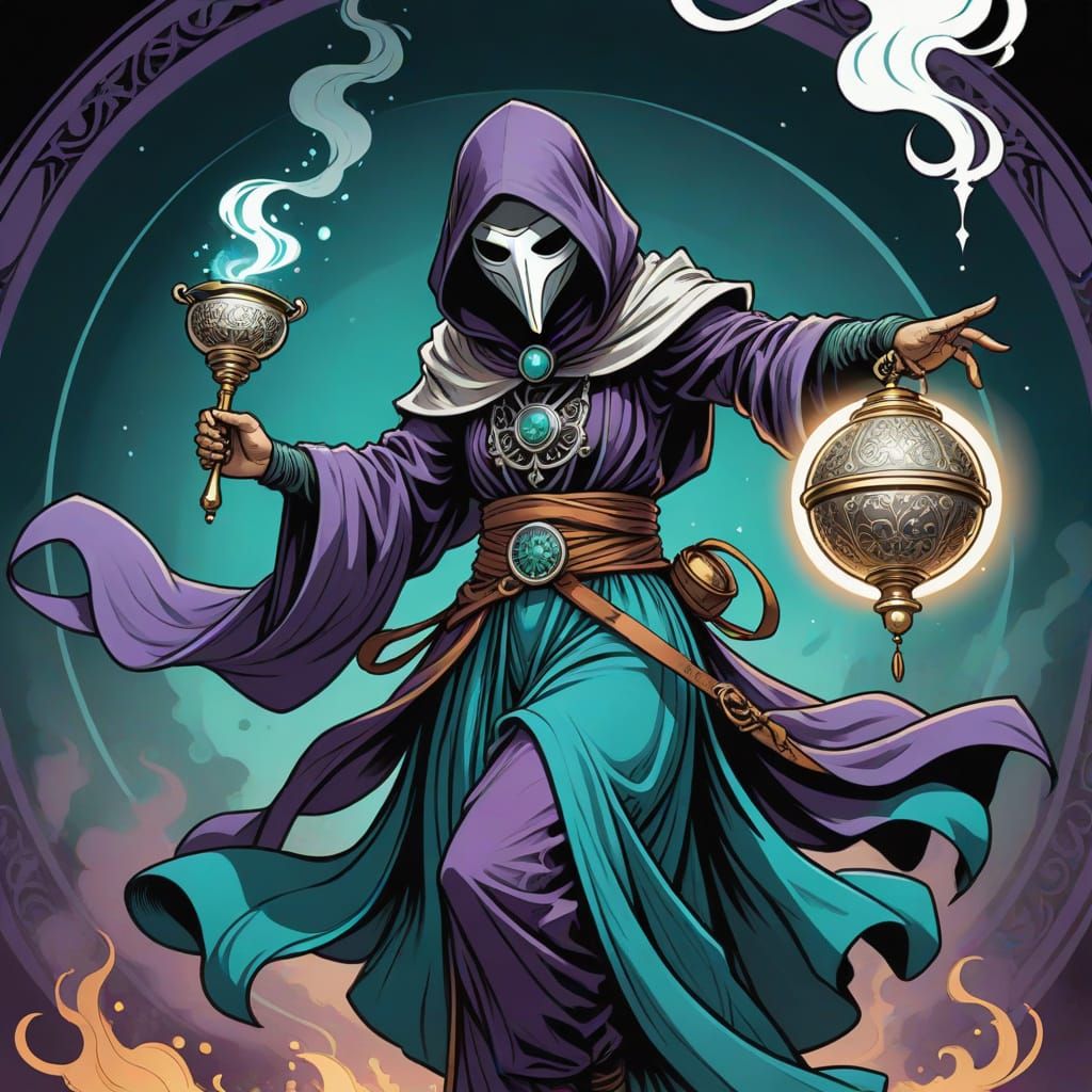 Ethereal Plague Doctor Monk in Midair