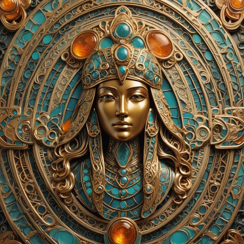 Amon Ra Cameo Pin in Art Nouveau Style