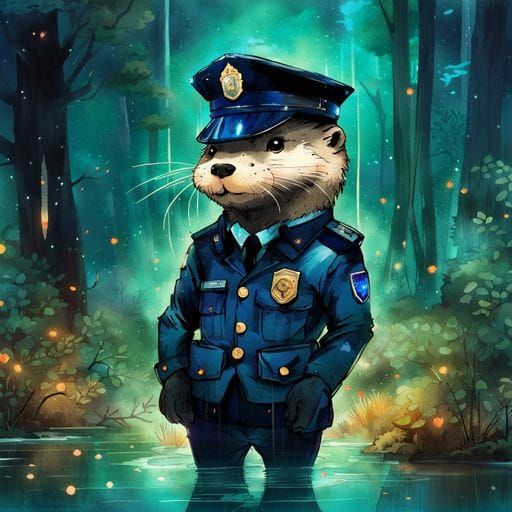 AI Generated Otter Policeman Image