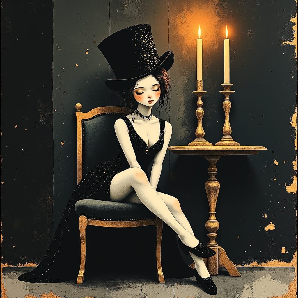 Ethereal Emo Girl in Opulent Victorian Setting