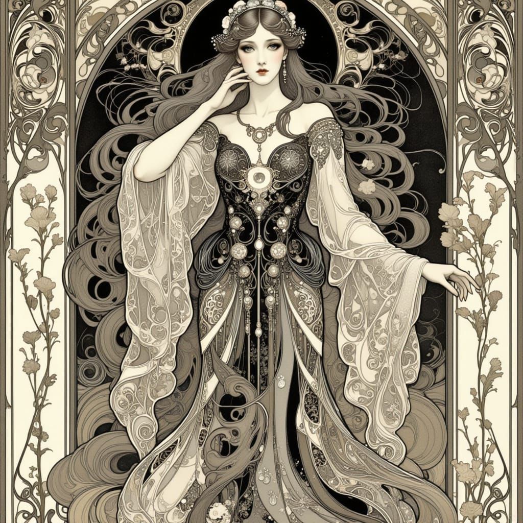 Art Nouveau Glamour with Stylized Figures