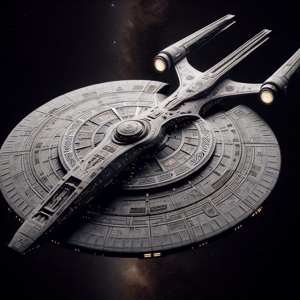 Federation Starfleet Starship in Deep Space